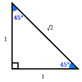 1:1:√2の直角三角形 の図